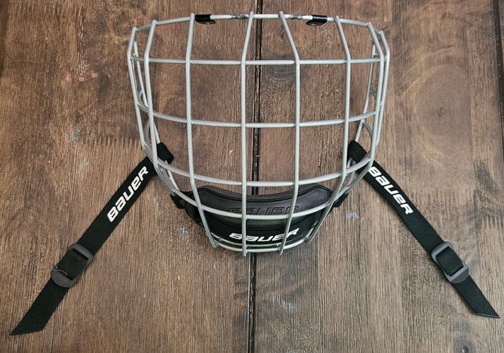 Used Medium Bauer Profile II Silver Facemask Full Cage