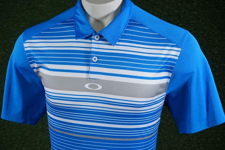 MEN’S LARGE OAKLEY HYDROLIX GOLF POLO BLUE STRIPES, NWOT ~ L@@K!