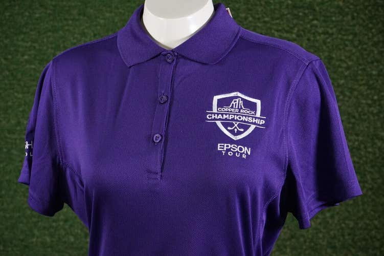 WOMEN'S LG CLIQUE PGA COPPER ROCK CHAMPIONSHIP EPSON TOUR GOLF POLO PURPLE NWT