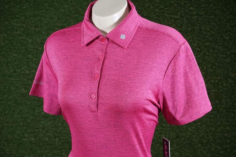 WOMEN’S MEDIUM BLACK CLOVER PREMIER POLO LIVE LUCKY GOLF POLO PINK, NWT