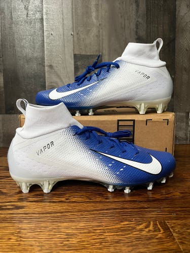 Nike Vapor Untouchable Pro 3 White Blue Men Football Cleats Sz 13 (AO3021-145)