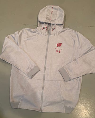New Wisconsin Hockey Team Issued Under Armour Full-Zip Hoodie Jacket Men’s XL