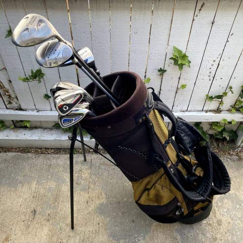 Mens Right Handed Golf Club Complete Set Mixed Brands With Stand Bag