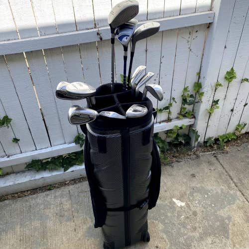 Mens Right Handed Adams Golf Club Complete Set With Rolling Golf Bag