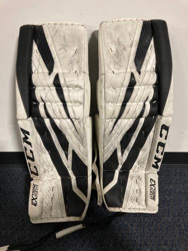 White Used 34" Senior CCM Eflex4 Goalie Leg Pads