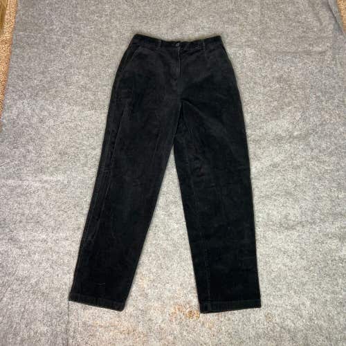 LL Bean Womens Pants 12 Black Straight Corduroy Classic Career Office Cabin