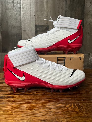 Nike Force Savage Pro 2 White Red Football Cleats Mens Size 13 BV3969-103