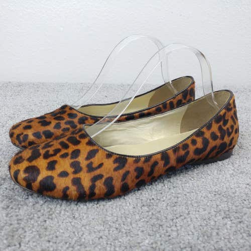 FS/NY French Sole Womens 9.5 Ballet Flats Animal Print Leopard Brown Black Shoes