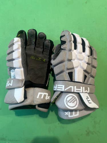 Gray Used Maverik Max Lacrosse Gloves 12"