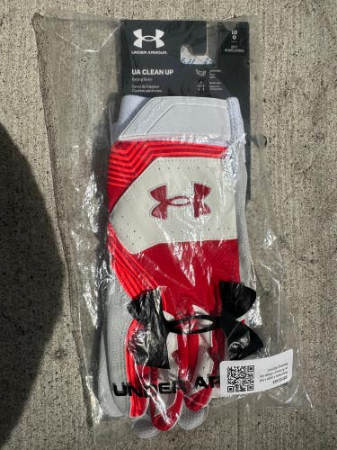 Red New Large Under Armour Clean Up Batting Gloves