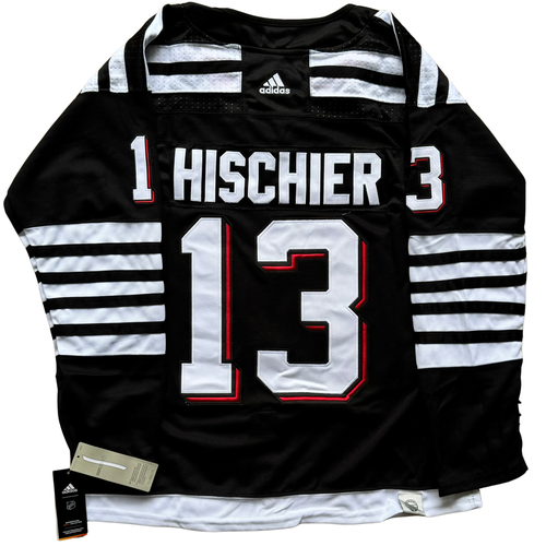 New Jersey Devils Nico Hischier Men's Black Alternate Replica Jersey (Size: 46)