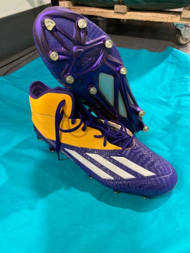 Purple Used Size 12.5 (Women's 13.5) Adult Men's Adidas adizero Mid Top Cleats Molded Cleats