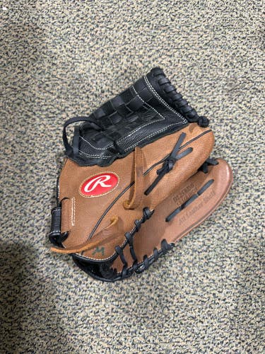 Brown Used Rawlings Premium Series Right Hand Throw Pitcher's Baseball Glove 12.5"