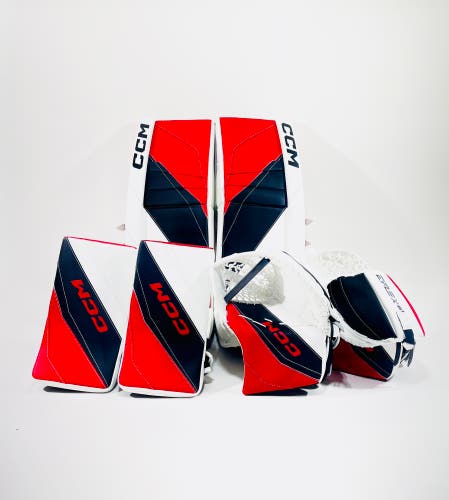 New CCM Extreme Flex 6 Pro Stock Goalie Full Set (2 gloves + 2 blockers) - 35+2" White,Black,Red