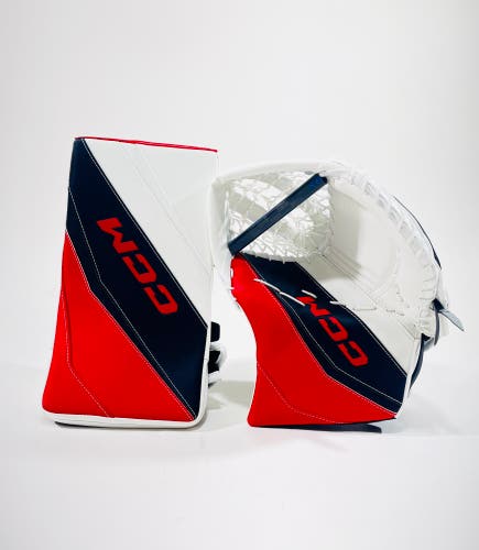 New CCM EFlex 6 Pro Stock Glove + Blocker Set - Regular - White,Black,Red