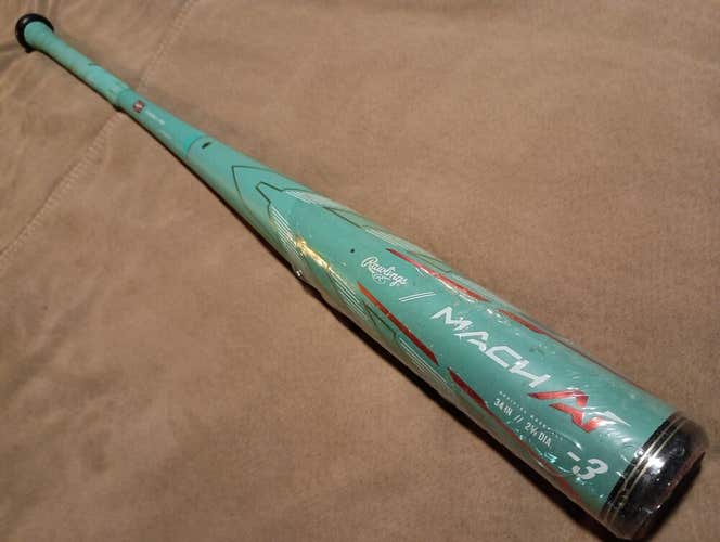 USED 2024 Rawlings Mach AI 34/31 (-3) 2 5/8" BBCOR Alloy Baseball Bat RBB4MC3