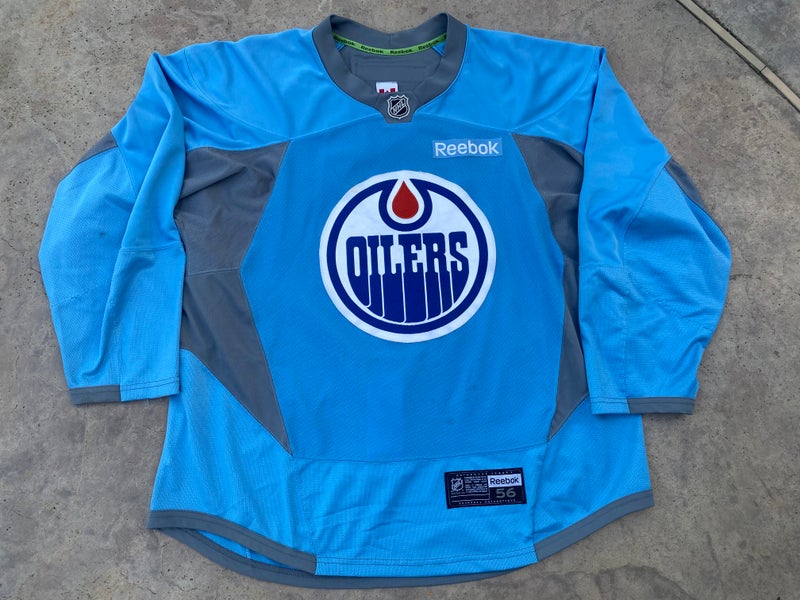 Reebok Edge Edmonton Oilers Powder Blue Pro Stock Practice Jersey 81207 RM