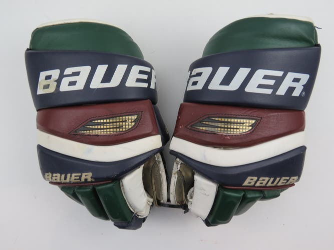 Vintage Leather Bauer Supreme 5000 Pro Stock Hockey Player Gloves Size Senior 15"