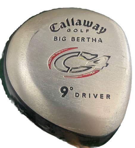 Callaway Big Bertha C4 Driver 9* RH Men's Stiff Graphite 45" Headcover Good Grip