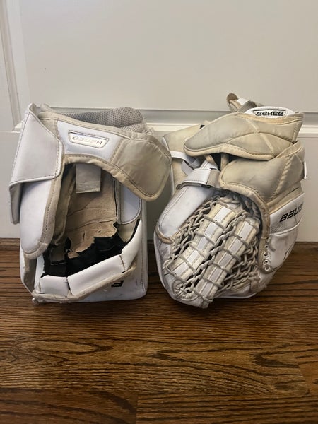 Used Bauer Jr GSX Goalie Glove and Blocker set