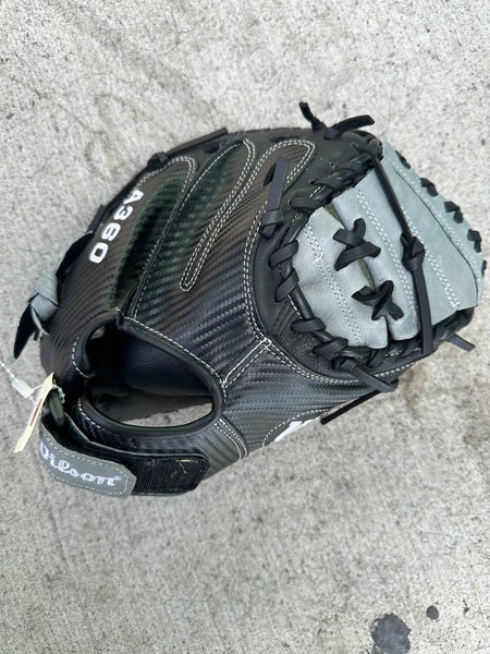 Black Used Kid Pitch (9YO-13YO) Wilson A360 Right Hand Throw Catcher's Baseball Glove 31.5"