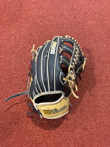 Black Used Wilson A2000 1810 Right Hand Throw Outfield Baseball Glove 12.75"