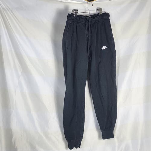 Nike Black with White Swoosh Logo Cotton Poly Fleece Lined Sportswear Club Jogger Size M