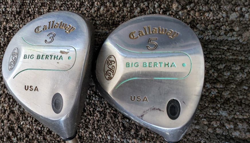 SET 2 CALLAWAY BIG BERTHA LADY GEMS FAIRWAY WOOD GOLF CLUBS 3 & 5 EXCELL COND