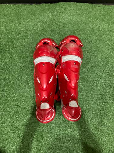 Red Used Intermediate Under Armour Catcher's Leg Guards