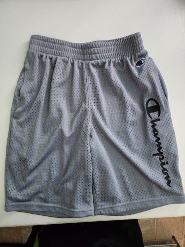 Blue and Gray Used Medium Kids Unisex Champion Shorts