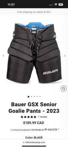 Bauer GSX Goal pant size Sr XL - S23 model