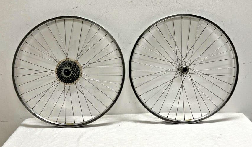 Vintage 1980s Araya RM-20 6-Speed Spoke 26" Mtn Bike Wheelset Deore MT60 Hubs