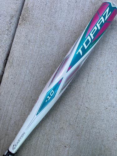 White Used Easton topaz Bat (-10) Alloy 19 oz 29"