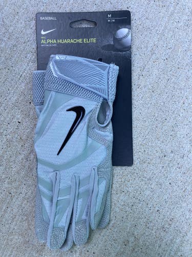 White New Medium Nike Huarache Elite Batting Gloves