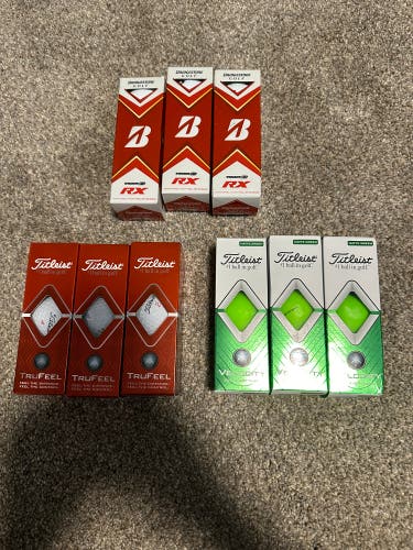 Assorted Sleeves Of Titleist/Bridgestone Golf Balls