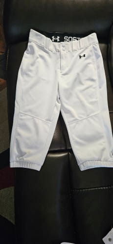 White Used Small Adult Women's Under Armour Game Pants