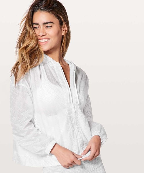 Lululemon Find Your Flock Windbreaker Rain Jacket Size ~10 Alpine White