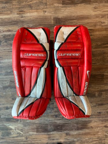 Bauer Supreme Pro SE-2 Senior Goalie Leg Pads 34” + Red White Black Nike READ