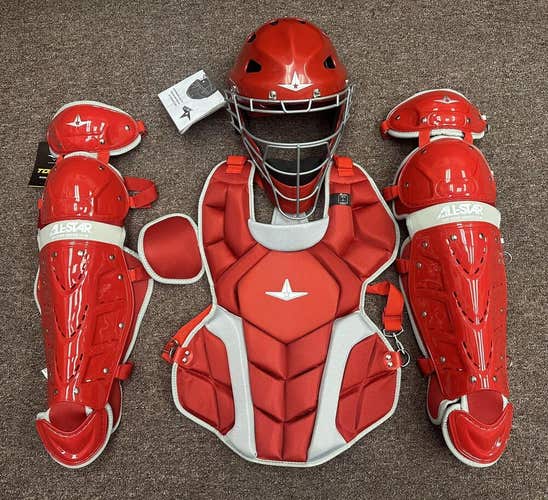 All Star Top Star Intermediate Ages 13-15 Baseball Catchers Gear Set - Red