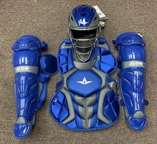 All Star System 7 Axis Youth 10-12 Catchers Gear Set - Royal Blue Grey