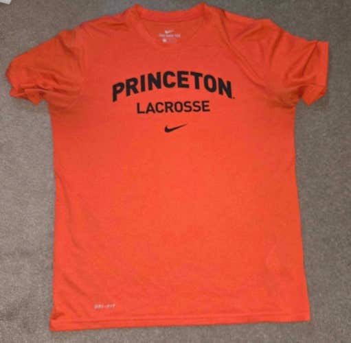 Princeton Tigers Lacrosse Nike Team Issued Dri Fit Work Out Shirt Medium