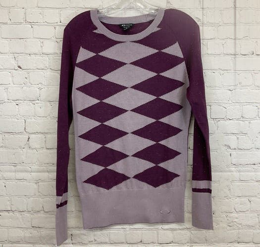 Oakley Womens 531964X S Purple Lavender Argyle Knit Golf Pullover Sweater New