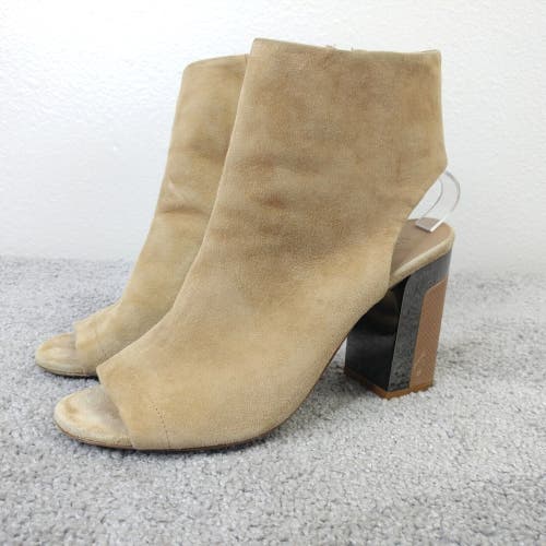 Vince Camuto Boots Womens 9 Kensli Cut Out Ankle Bootie Leather Zip Up Tan