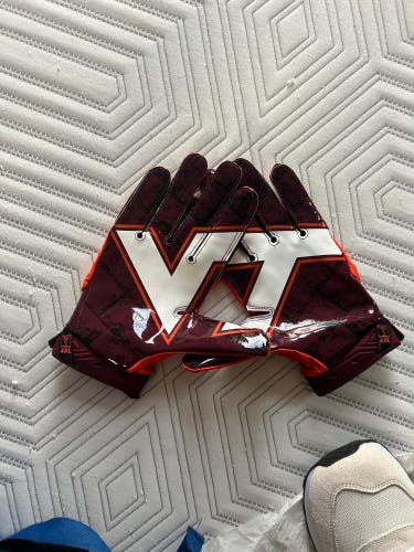 Football gloves orange and red virginia tech padded linemen 4XL