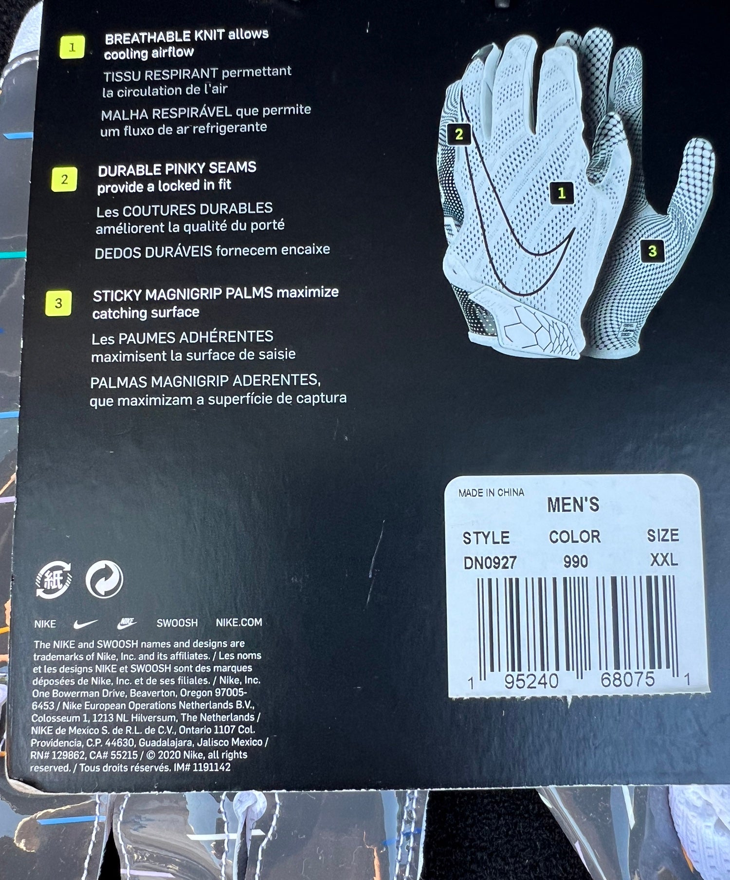 Nike NFL “Crucial Catch” Vapor Knit 4.0 MagniGrip Football Gloves