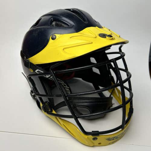 Cascade CS-R Lacross Helmet Custom Blue Yellow Mask and Chin Strap OSFM