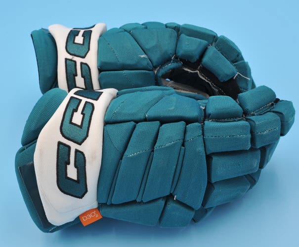 San Jose Sharks Barabanov Pro Model Teal Game Worn Pro Game-Used Gloves NHL 13 Inch