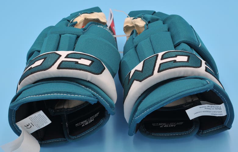 NWT San Jose Sharks HG97 Teal Game Worn Pro Game-Issued Gloves NHL