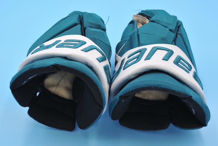 San Jose Sharks Bauer Vapor X Rutta Teal Game Worn Pro Game-Used Gloves NHL