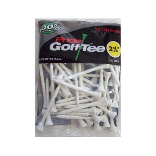 Pride Golf Tees (2 3/4", White, 50pk) Wood Tee USGA Conforming NEW